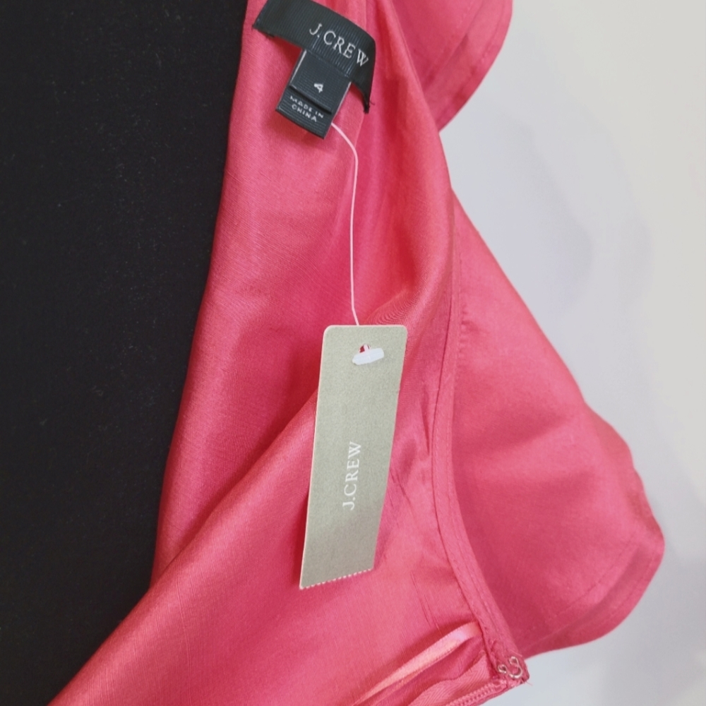J Crew 100% Silk Pink Off the Shoulder  Ruffle Top Size 4 - Picture 8 of 9